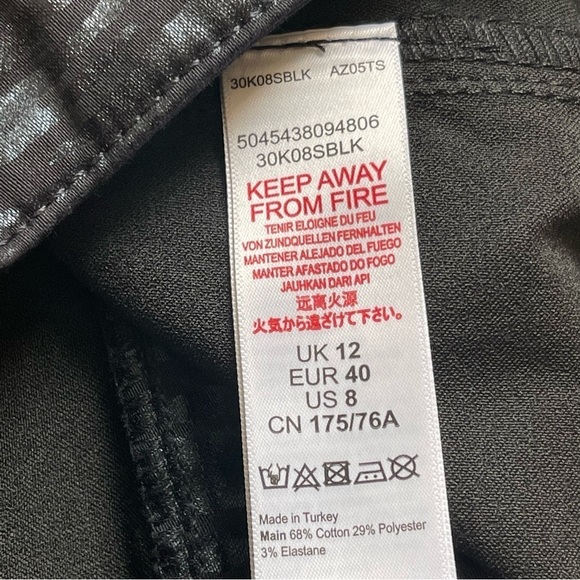 Topshop Women’s Zebra Print Coated Black Mini Skirt Size 8 Tall Night Out Disco - Picture 9 of 9